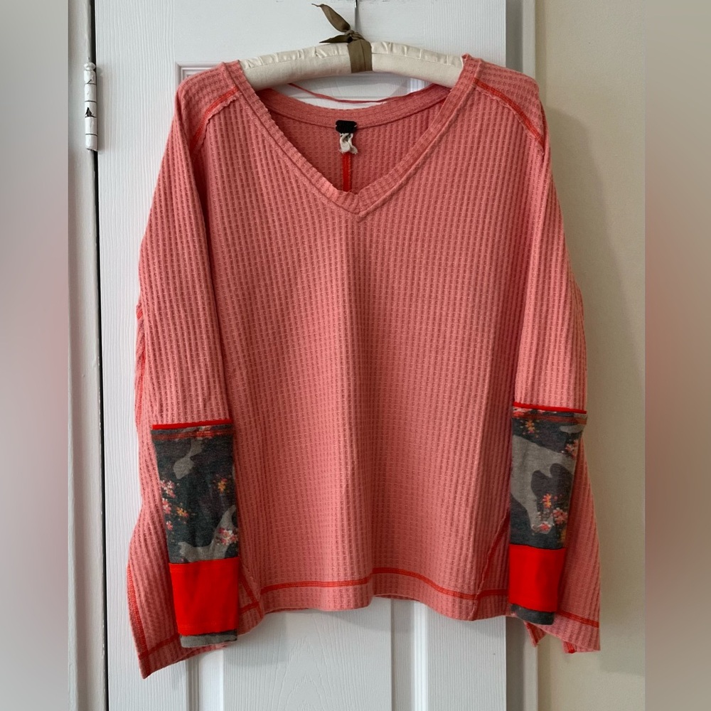 Free People Waffle V-Neck Top